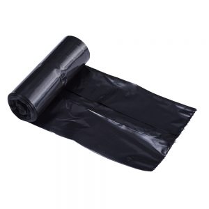 C-folded blue garbage bags on roll